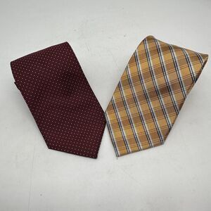 Jos A Bank Ties Mens Lot Of 2 Burgundy Dot Gold Plaid Executive Collection